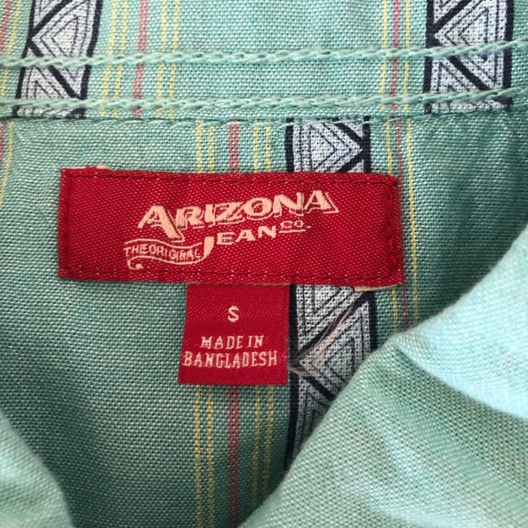 MENS BLUE PATTERN BUTTON UP - Picture 3 of 4